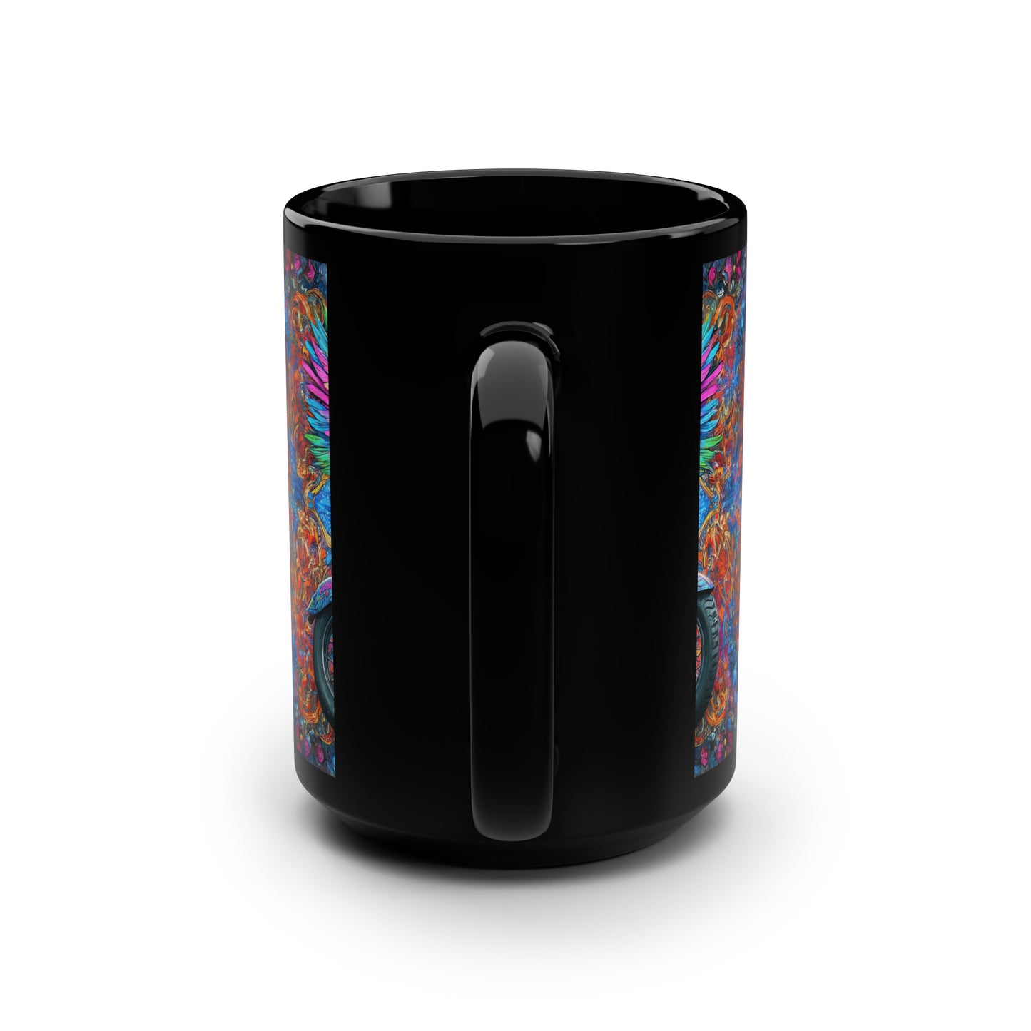Eclipse of Freedom: Psychedelic Wings Black Mug, 15oz