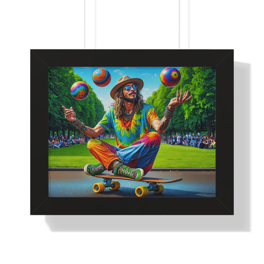 Celestial Juggler A Tie-Dye Symphony of Freedom Framed Horizontal Poster