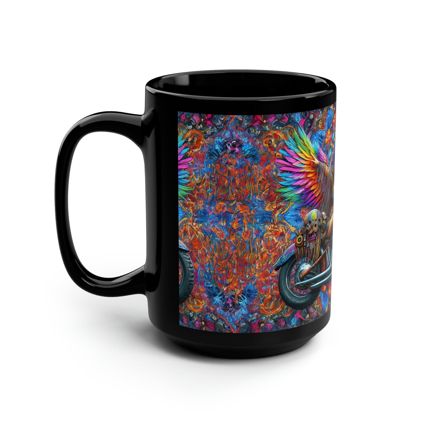 Eclipse of Freedom: Psychedelic Wings Black Mug, 15oz