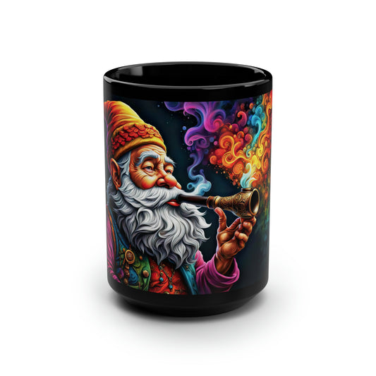 Embrace Elegance and Enchantment: The Whimsical Gnome 15 oz Black Coffee Mug